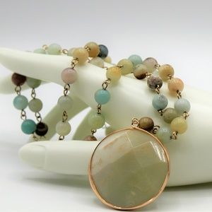 Amazonite Y necklace with rosary chain.